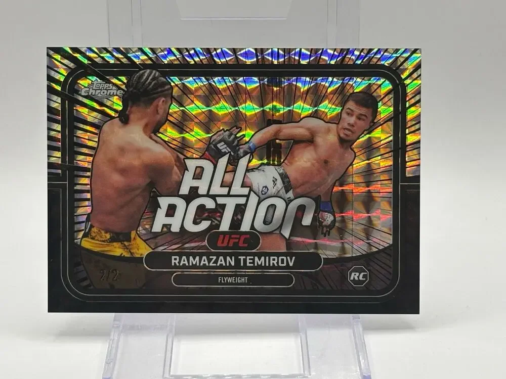 2026 Topps Chrome UFC Ramazan Temirov Rookie All Action Black Geometric 2/2 SSP